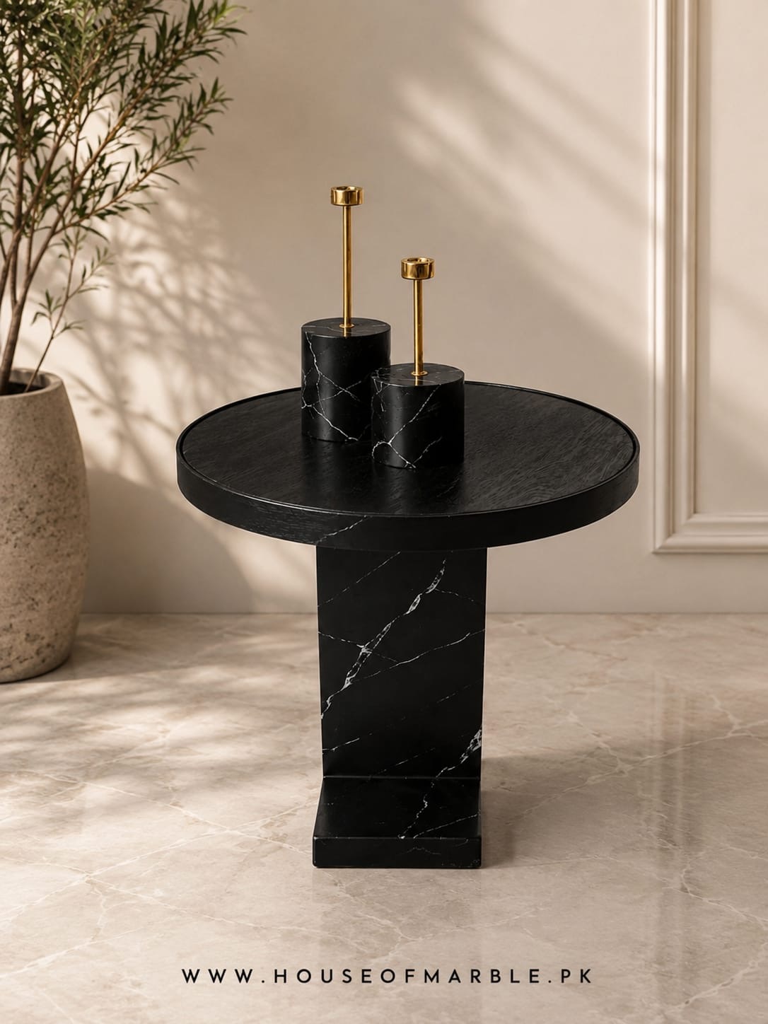 Noir Tray Table — Black marble