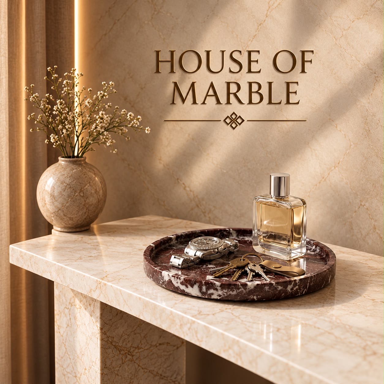 Rosso Round Tray — Rosso Levanto marble