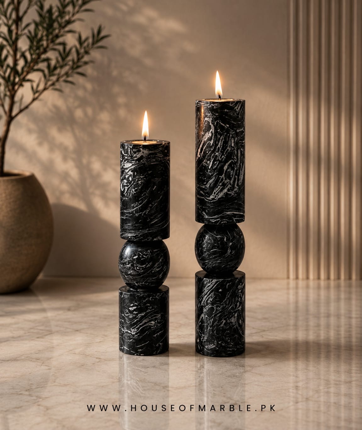 Noir Pillar Holders