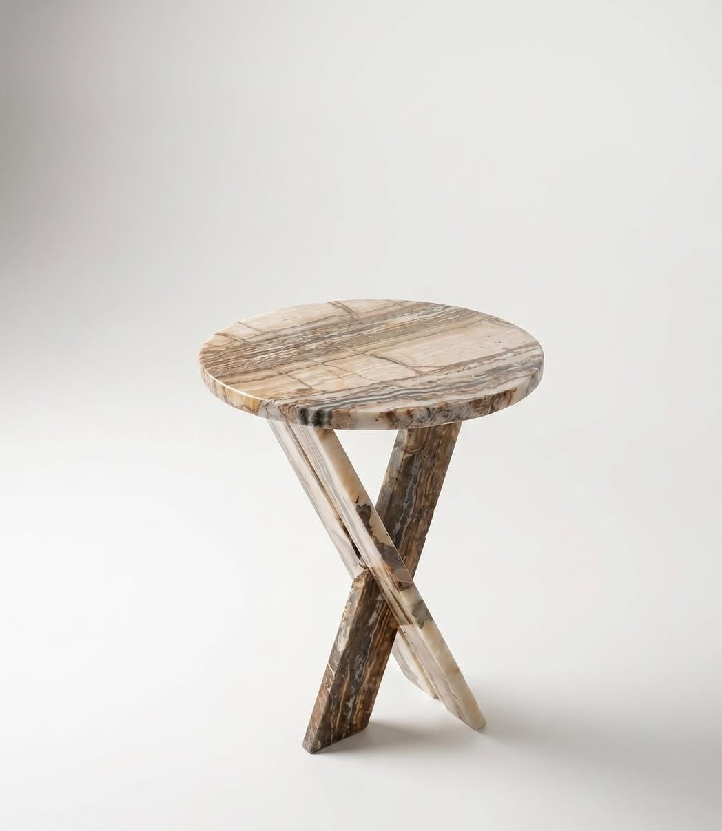 Onyx Cross Side Table — Banded onyx