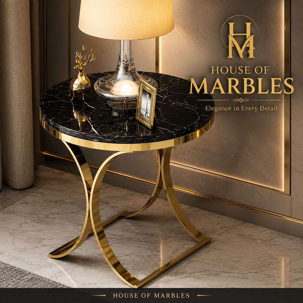Noir & Gold Side Table